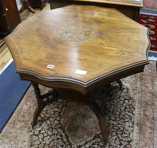 A late Victorian rosewood inlaid table W.86cm